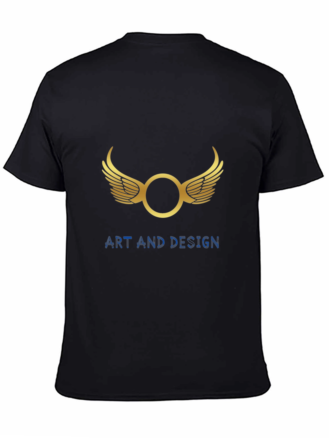 Mens Black Graphic Tee - Wings Art Design