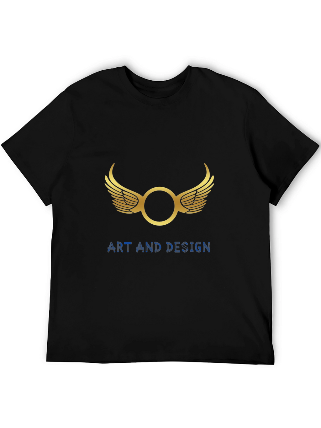 Mens Black Graphic Tee - Wings Art Design