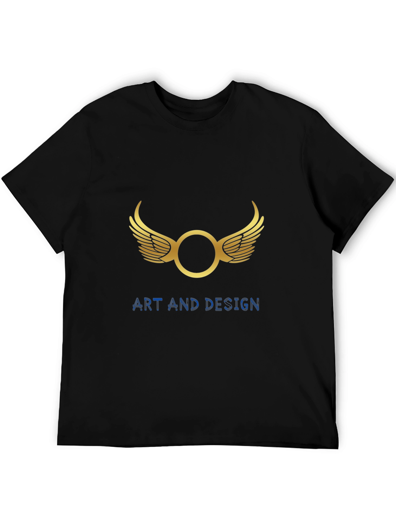 Mens Black Graphic Tee - Wings Art Design