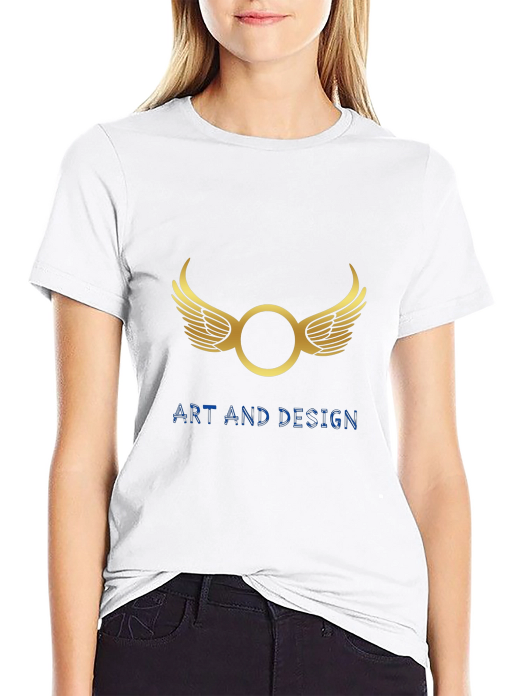 Mens Black Graphic Tee - Wings Art Design