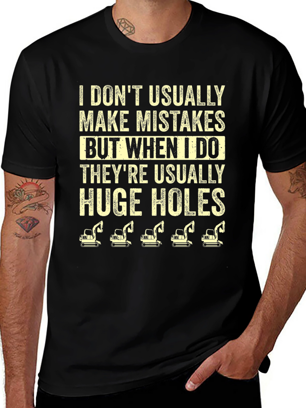 Funny Huge Holes Excavator Graphic T-Shirt
