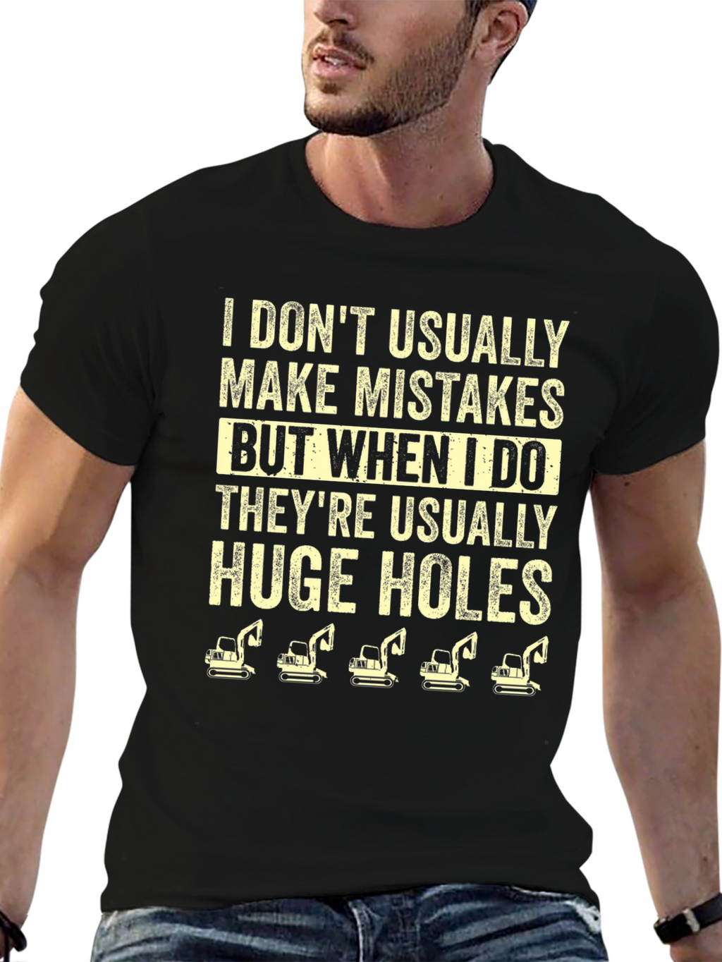 Funny Huge Holes Excavator Graphic T-Shirt