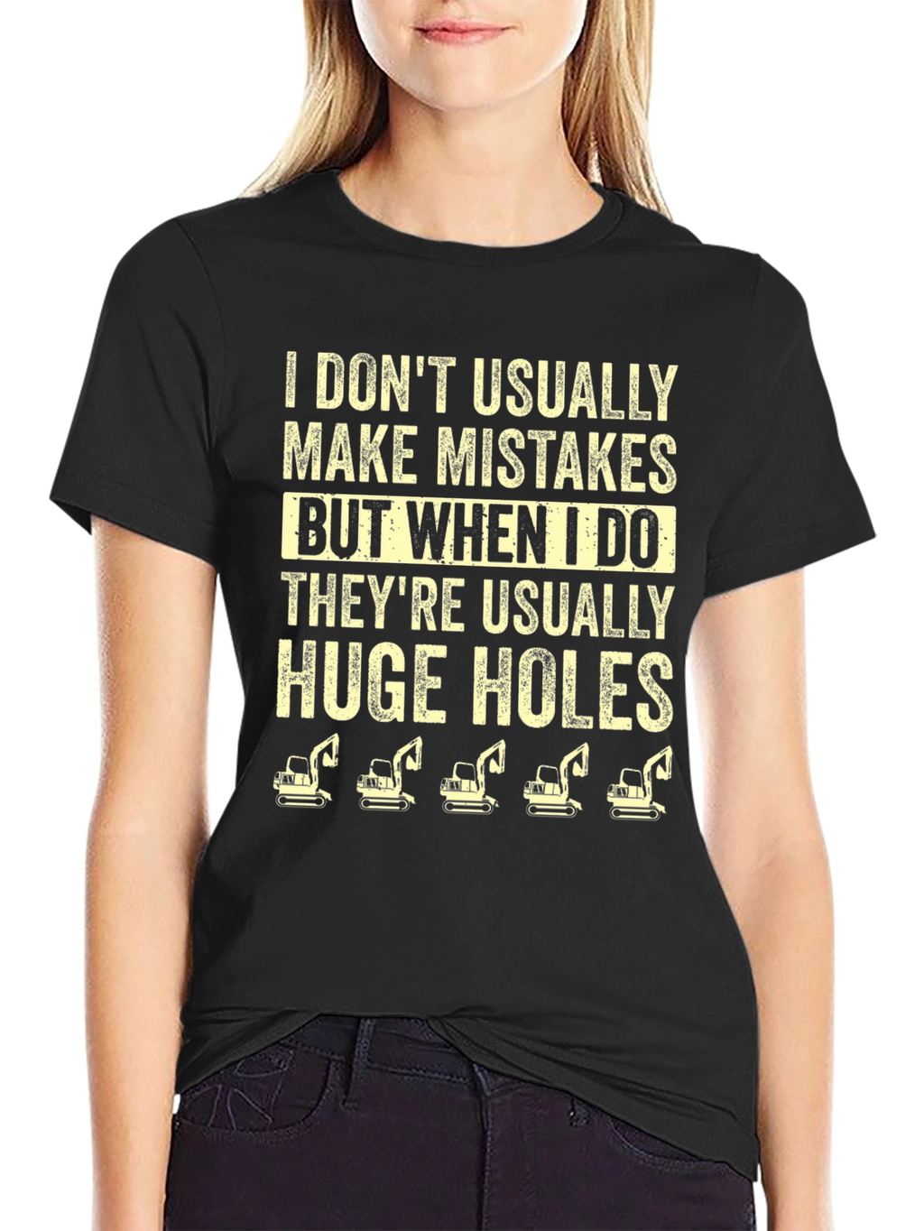 Funny Huge Holes Excavator Graphic T-Shirt