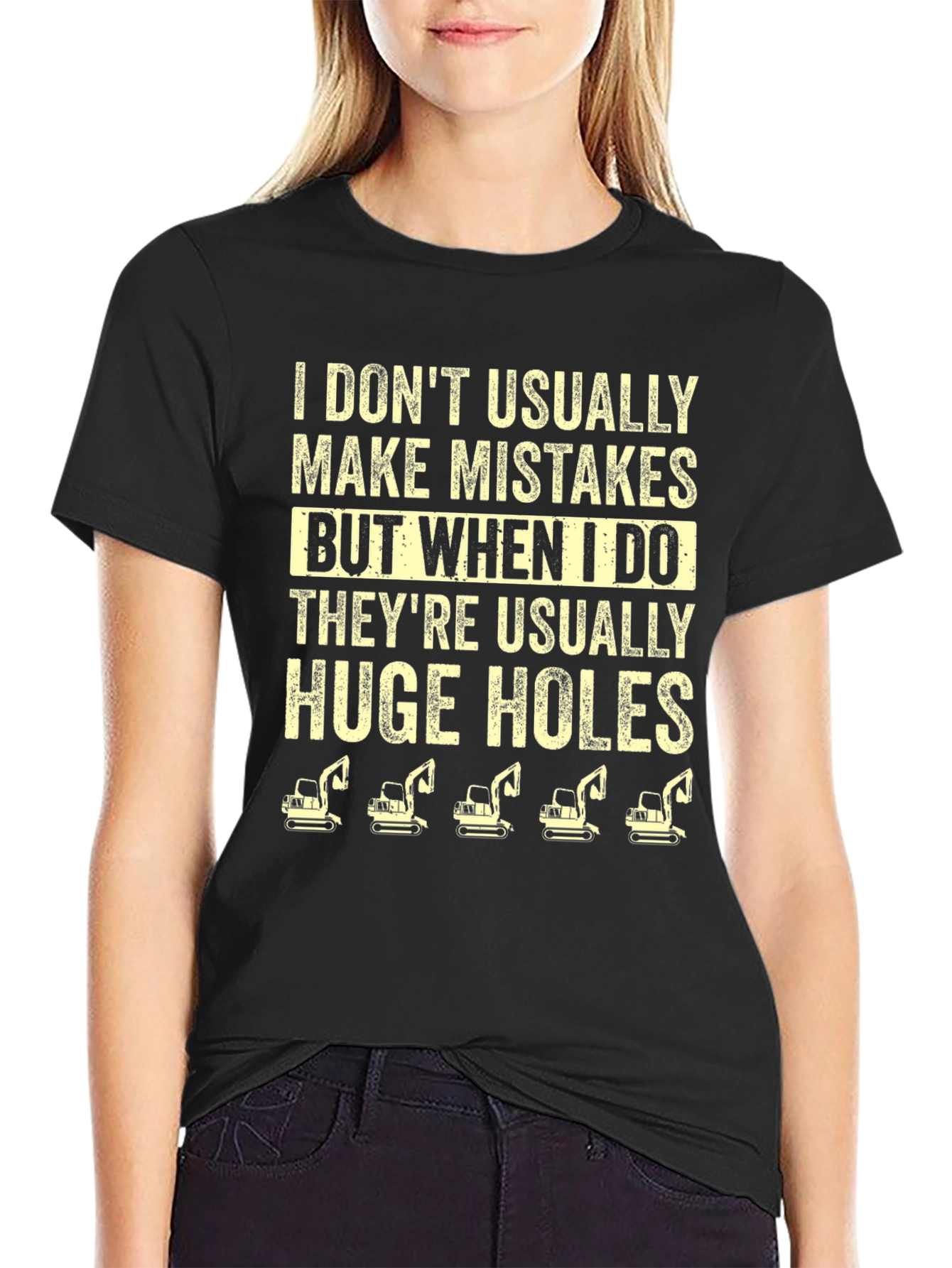 Funny Huge Holes Excavator Graphic T-Shirt