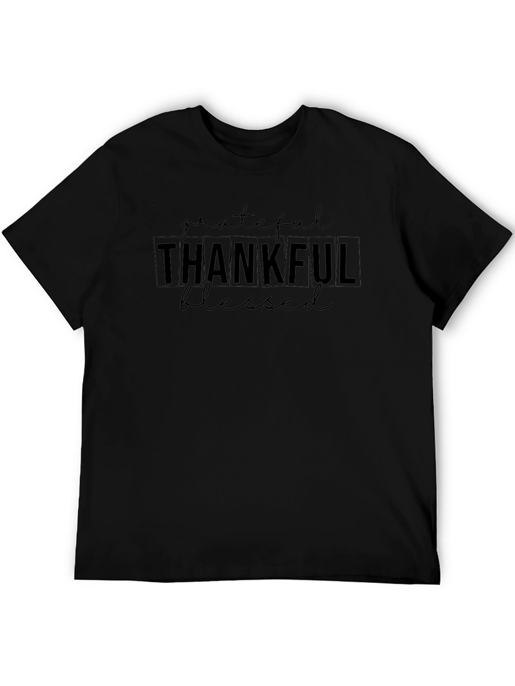 Grateful Thankful Blessed Black Tee