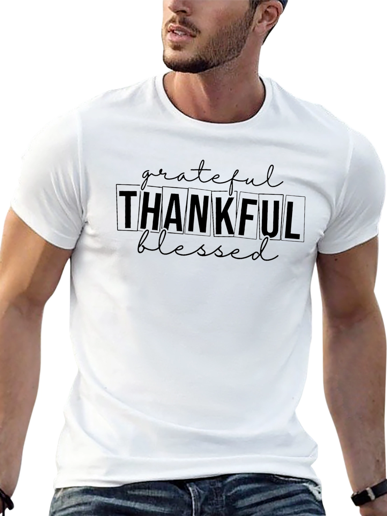 Grateful Thankful Blessed Black Tee
