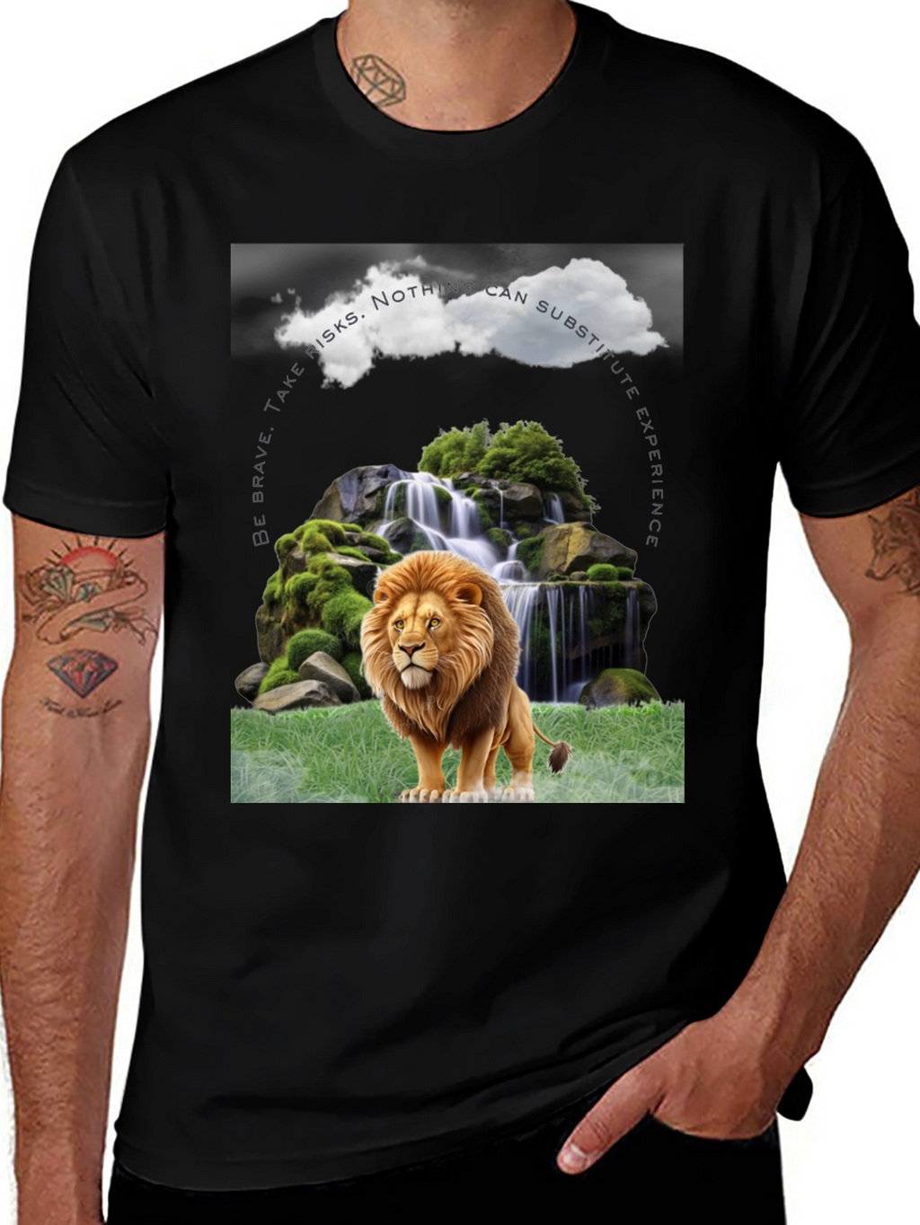 Lion Waterfall Graphic Tee - Brave Experience Shirt