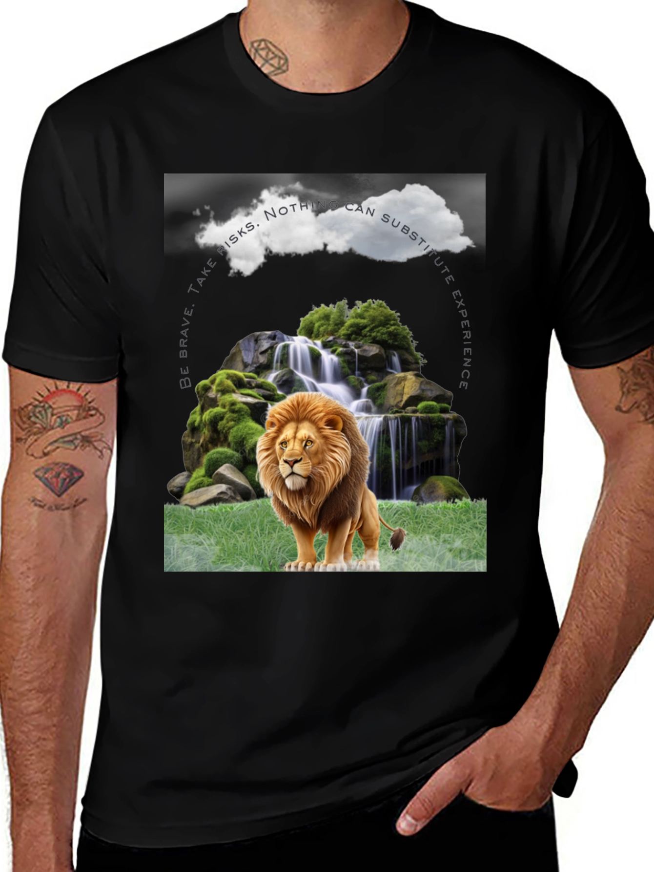 Lion Waterfall Graphic Tee - Brave Experience Shirt
