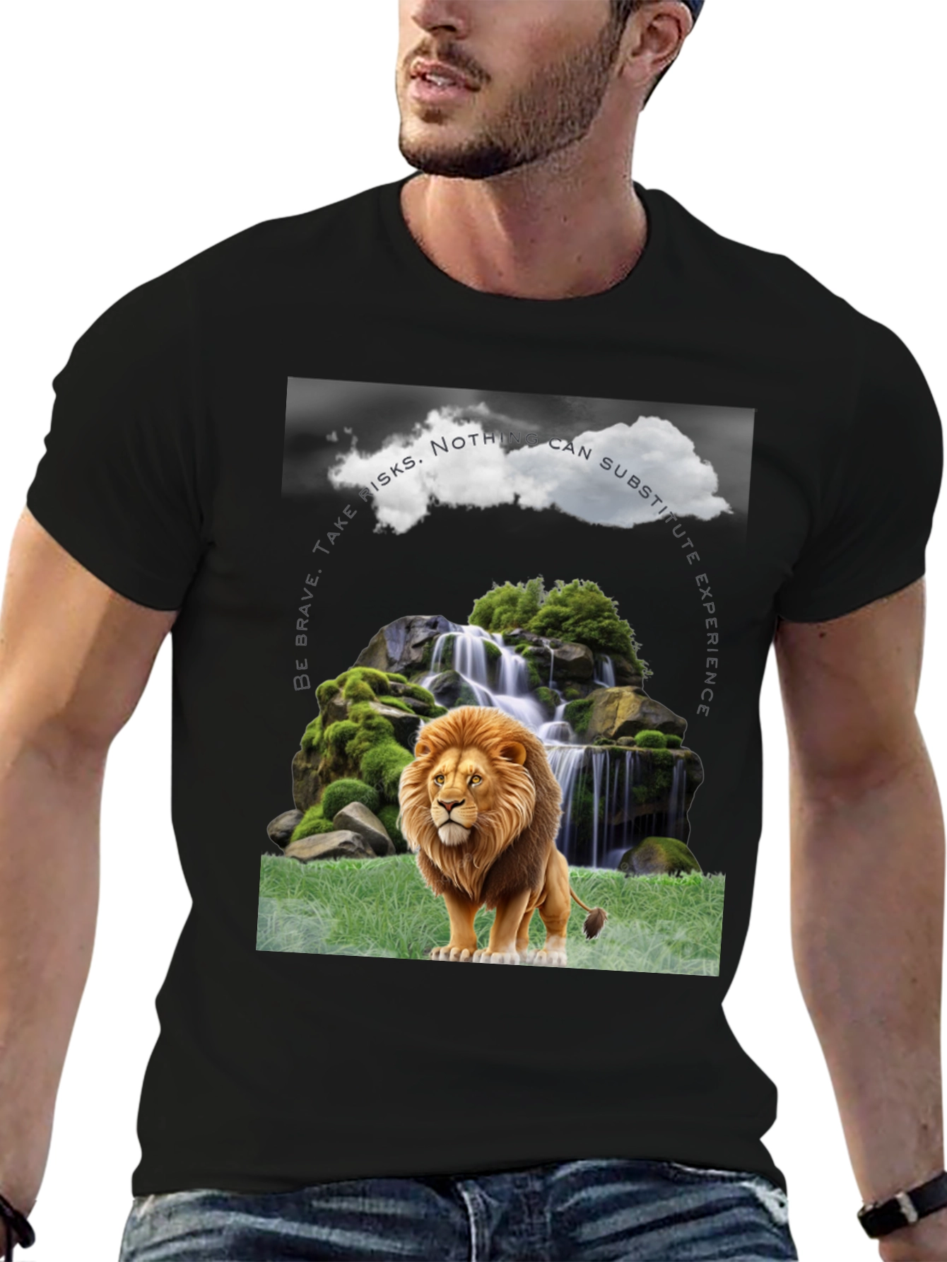 Lion Waterfall Graphic Tee - Brave Experience Shirt