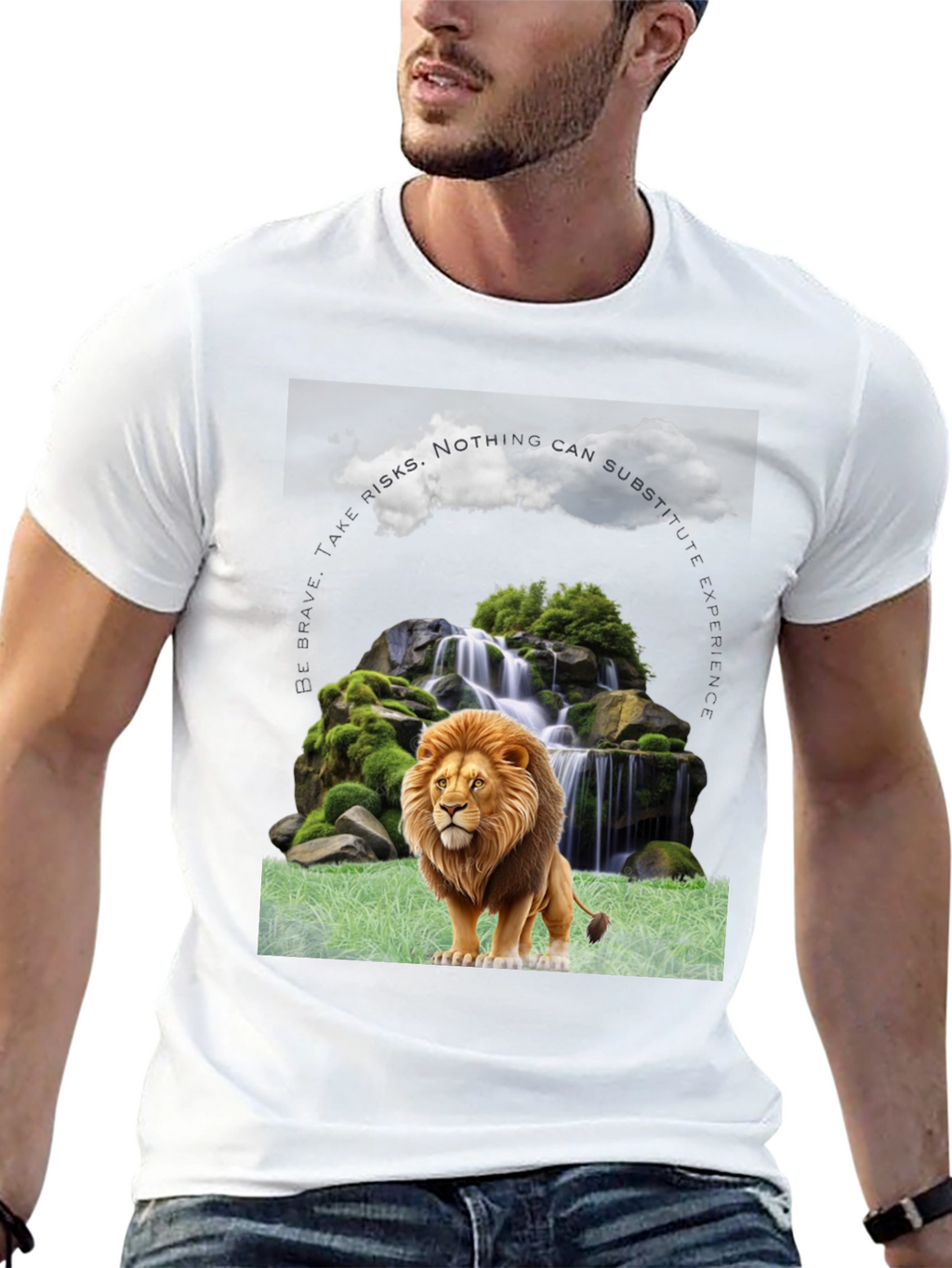 Lion Waterfall Graphic Tee - Brave Experience Shirt