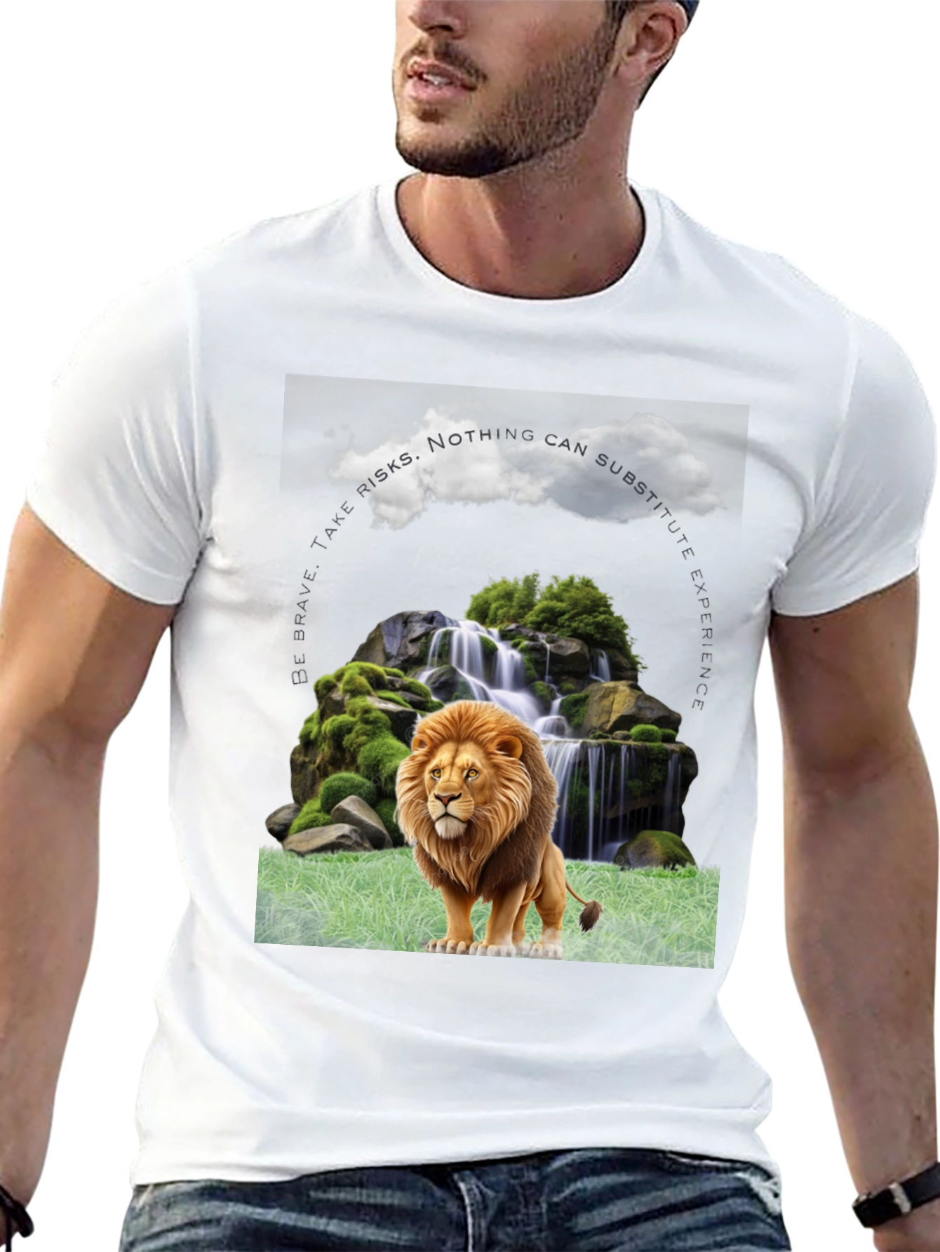 Lion Waterfall Graphic Tee - Brave Experience Shirt