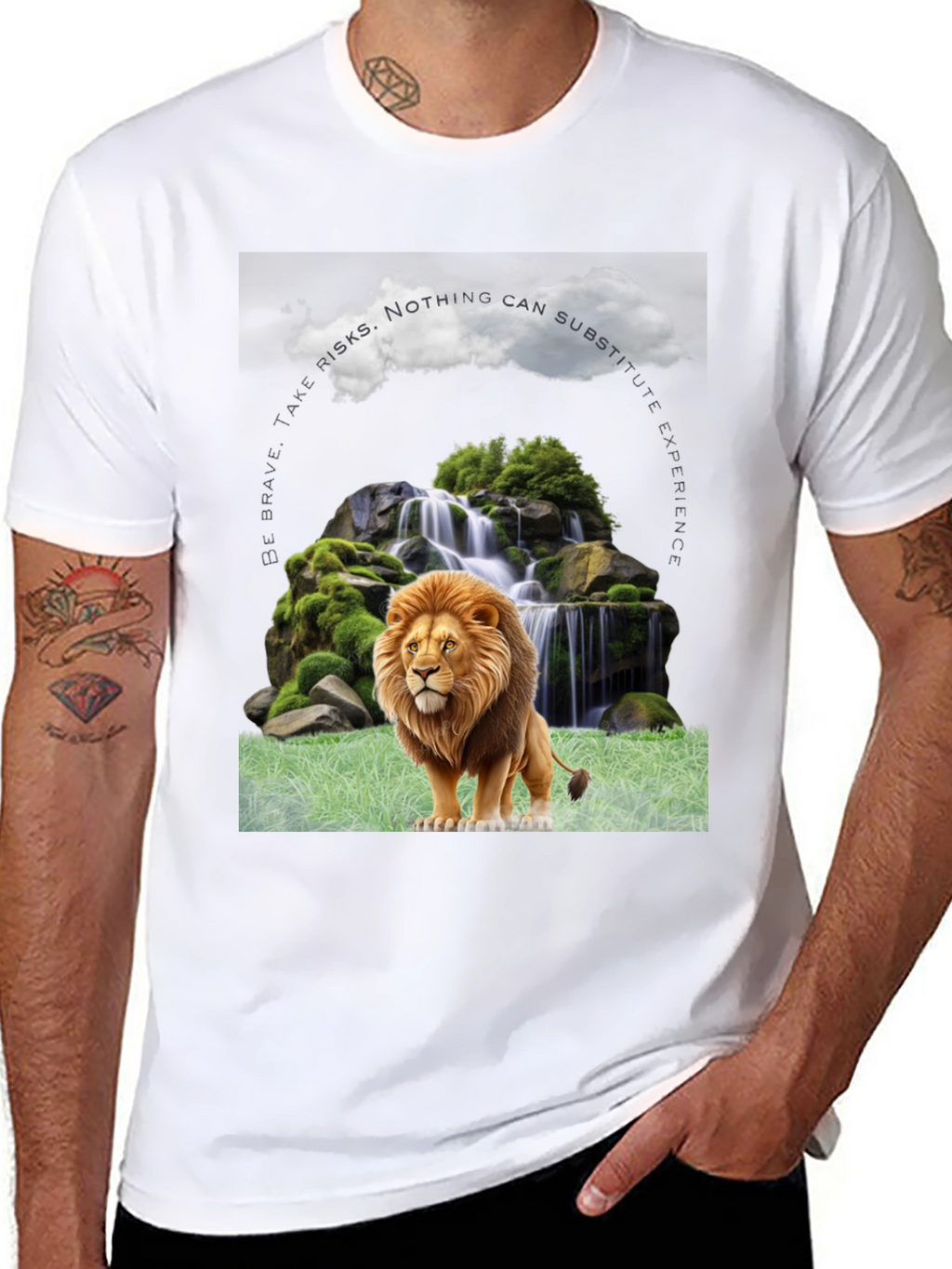Lion Waterfall Graphic Tee - Brave Experience Shirt