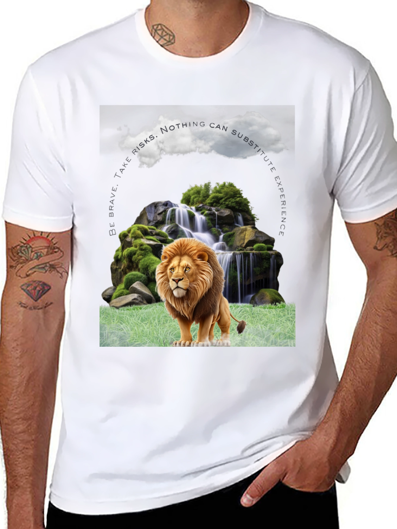 Lion Waterfall Graphic Tee - Brave Experience Shirt