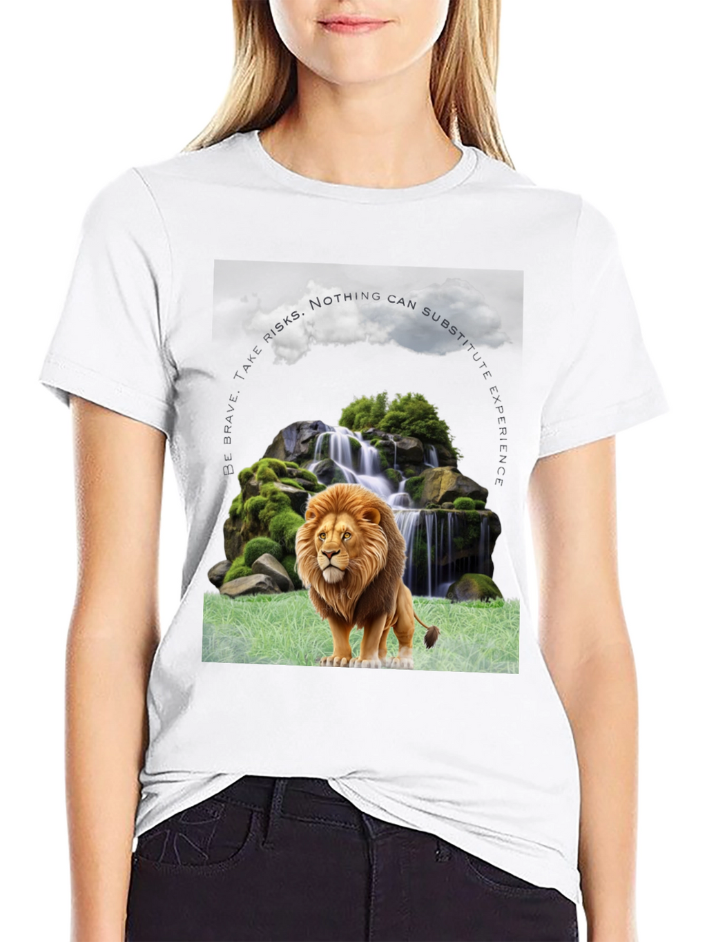 Lion Waterfall Graphic Tee - Brave Experience Shirt
