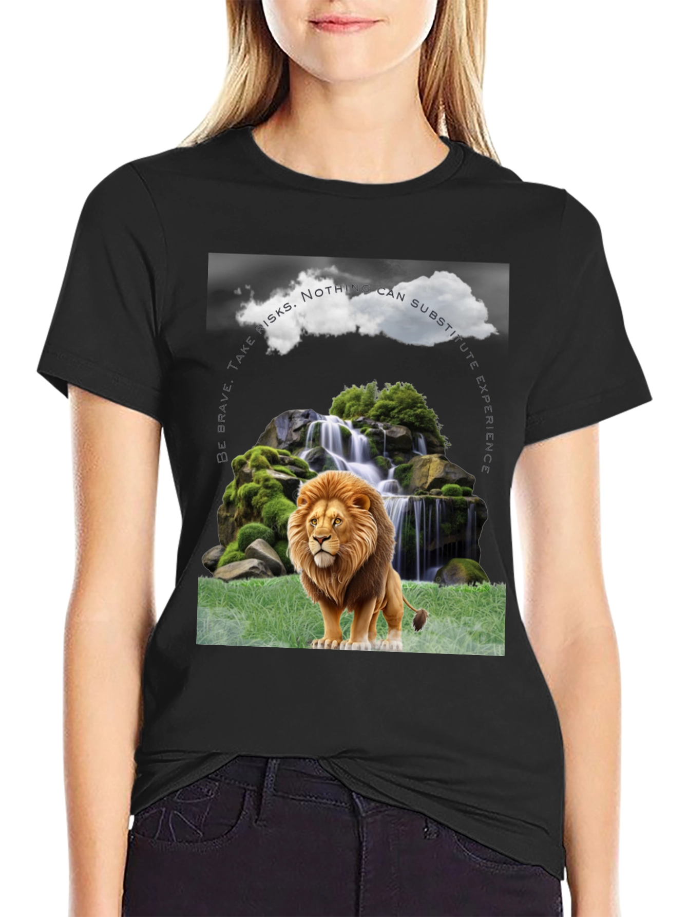 Lion Waterfall Graphic Tee - Brave Experience Shirt