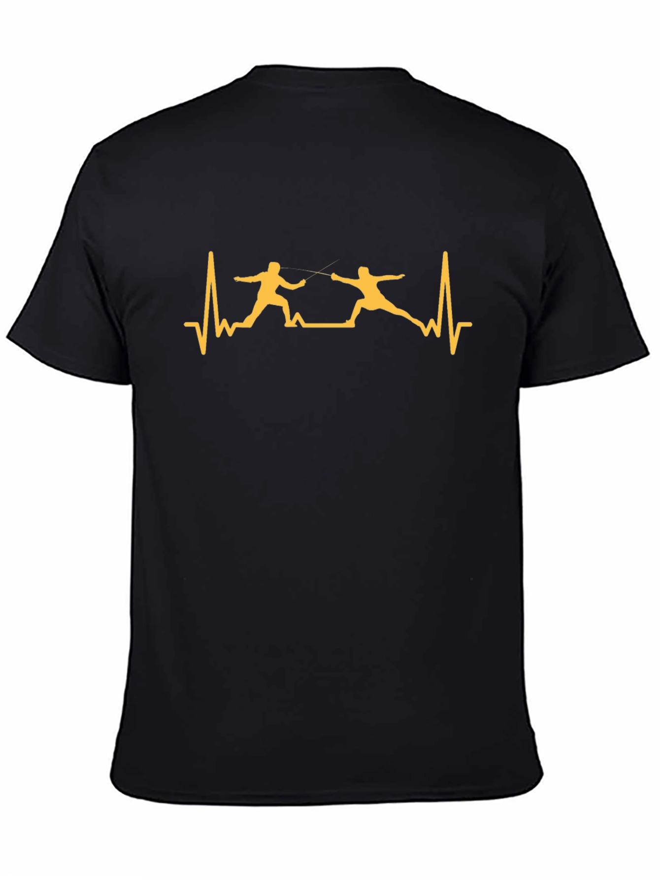 Fencing Heartbeat Graphic T-Shirt - Black