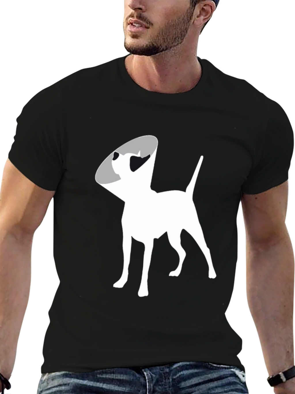 Dog Cone Graphic Tee - Black Cotton Comfort