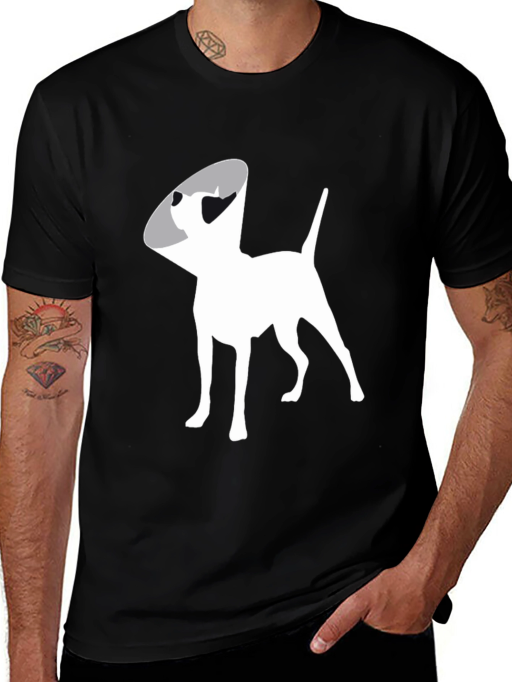 Dog Cone Graphic Tee - Black Cotton Comfort