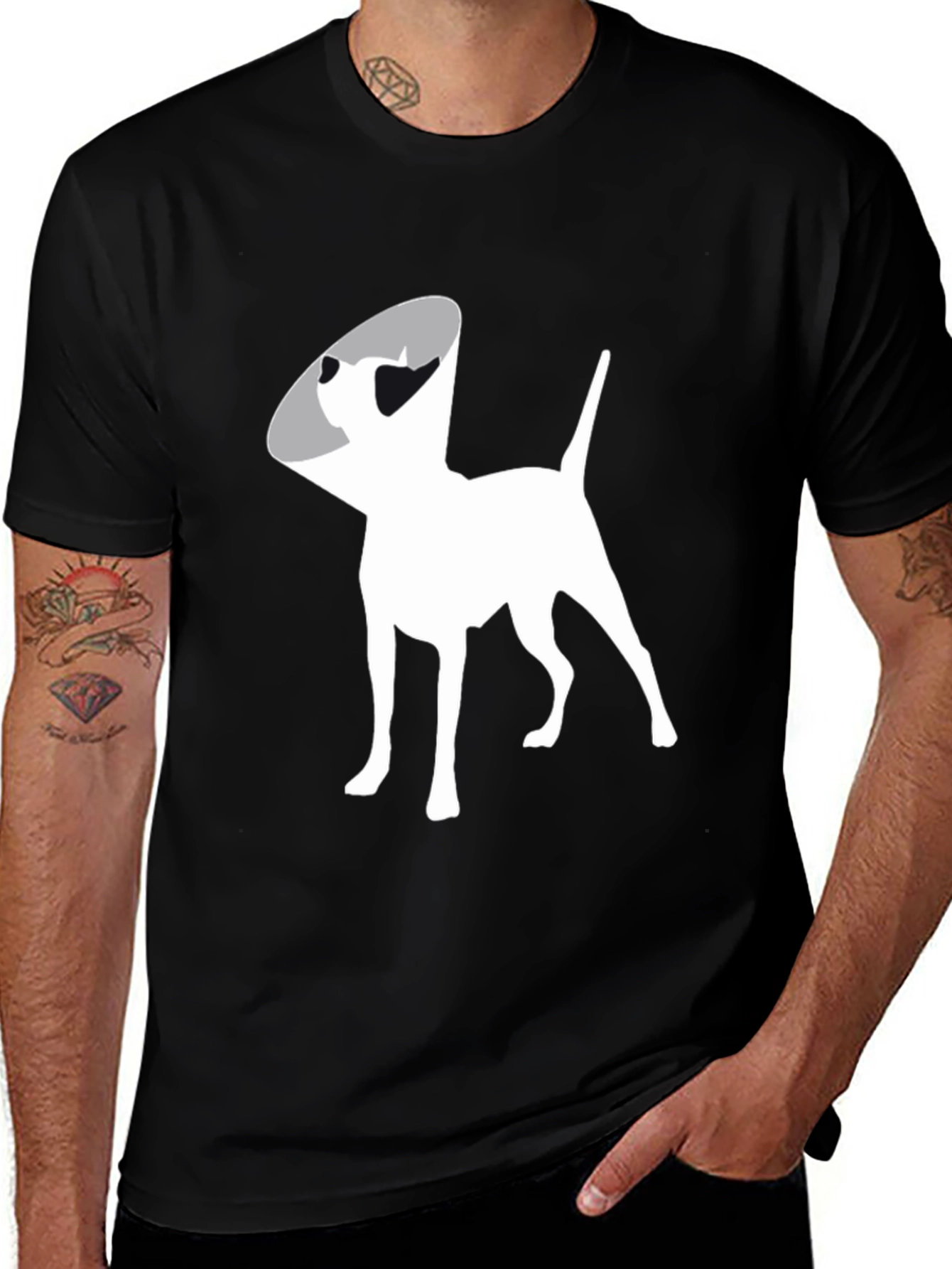 Dog Cone Graphic Tee - Black Cotton Comfort