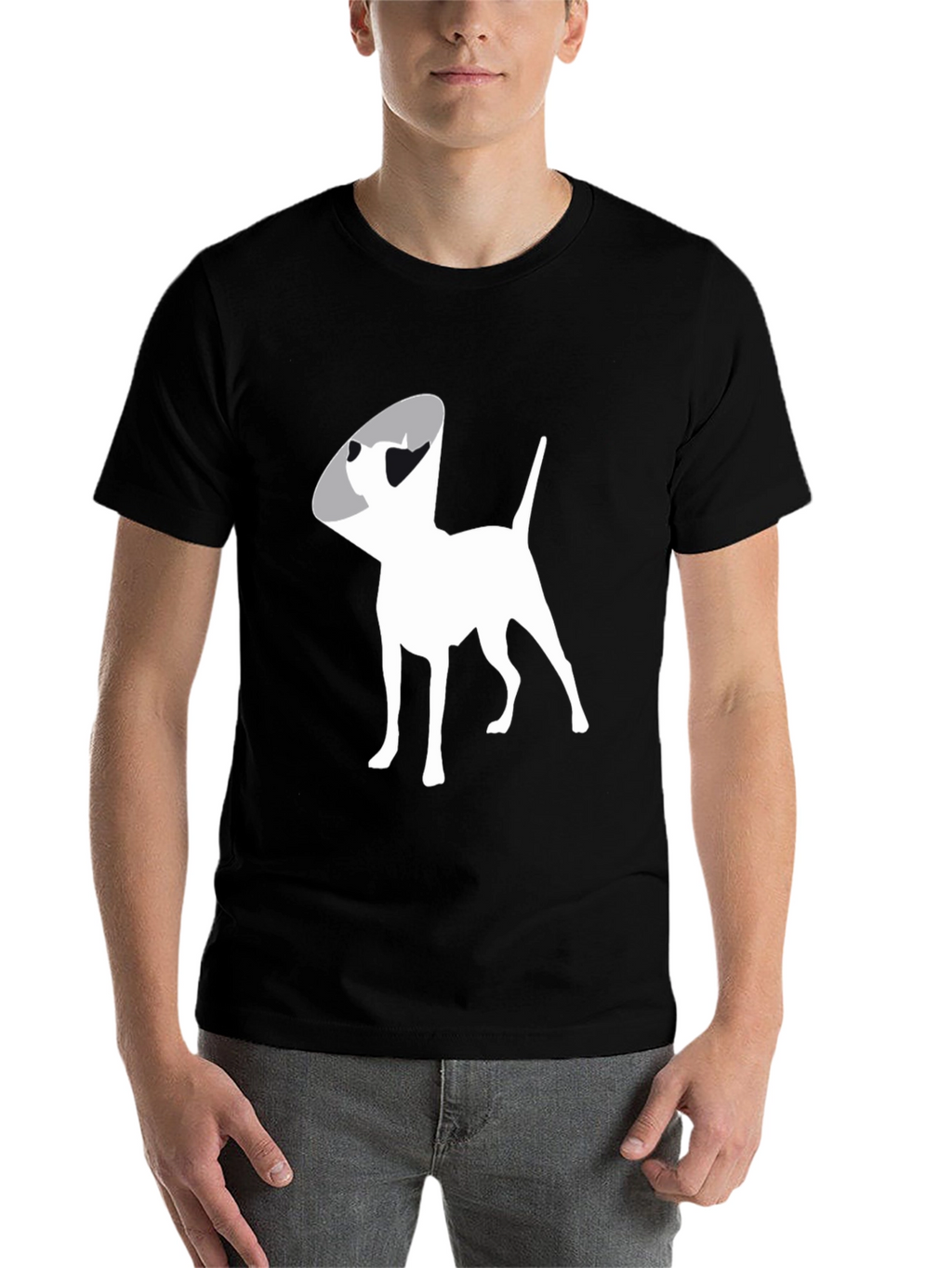 Dog Cone Graphic Tee - Black Cotton Comfort