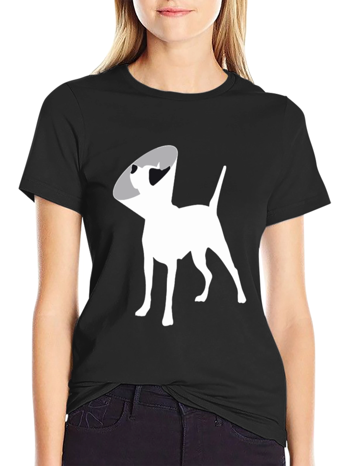 Dog Cone Graphic Tee - Black Cotton Comfort