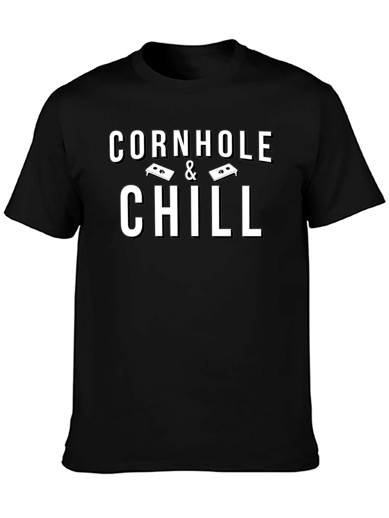 Cornhole & Chill Black Graphic T-Shirt