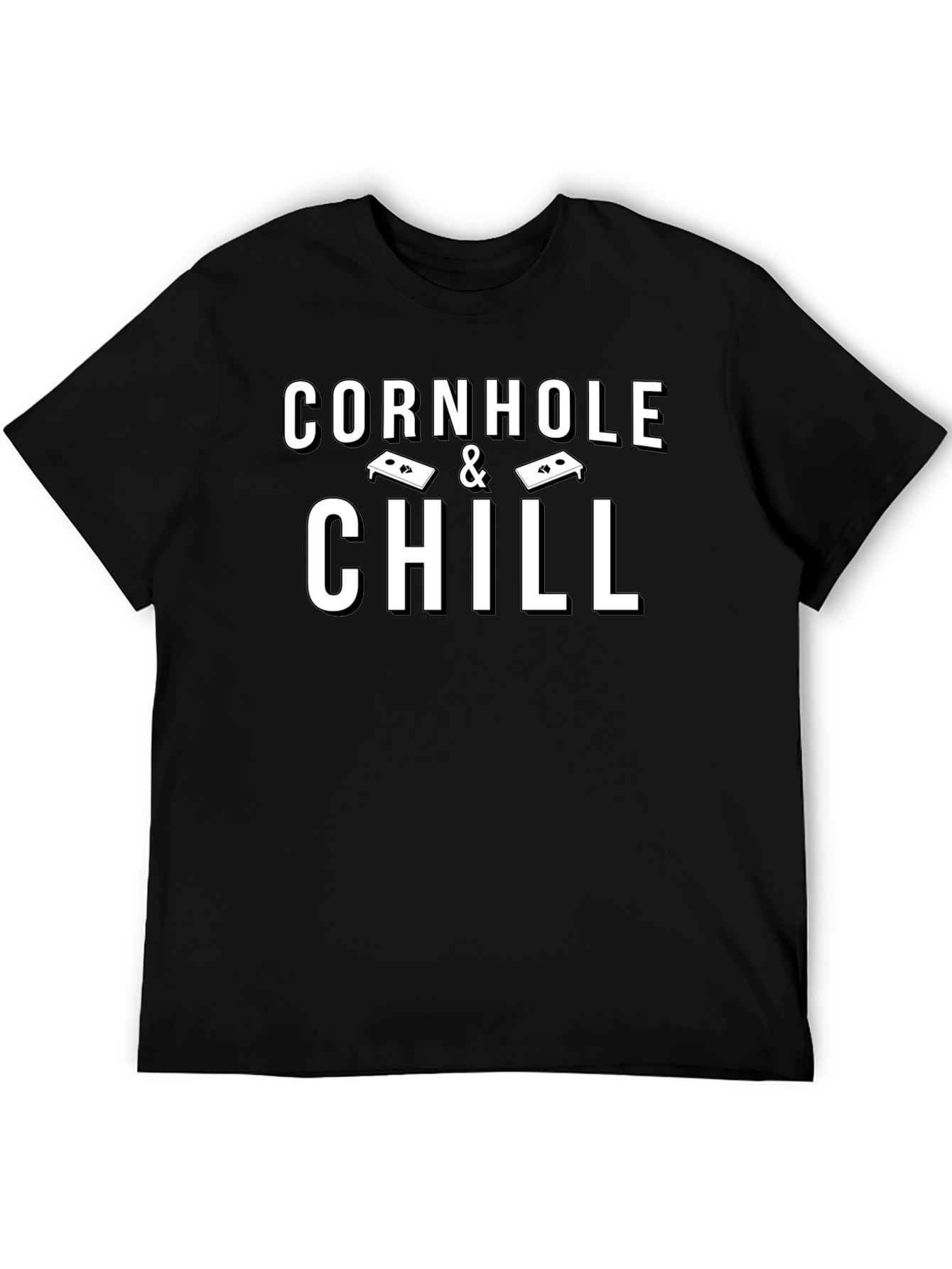 Cornhole & Chill Black Graphic T-Shirt