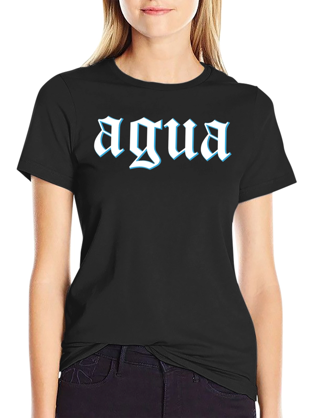 Agua Graphic Tee - Black Cotton T-Shirt