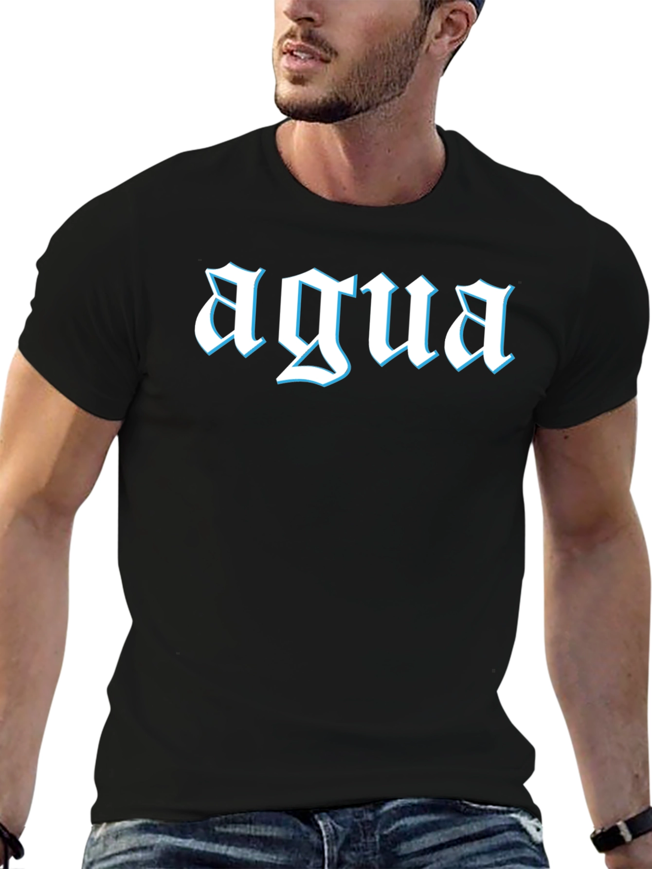 Agua Graphic Tee - Black Cotton T-Shirt