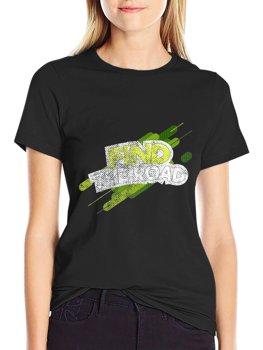 Find Your Road Graphic T-Shirt - Black Casual Tee