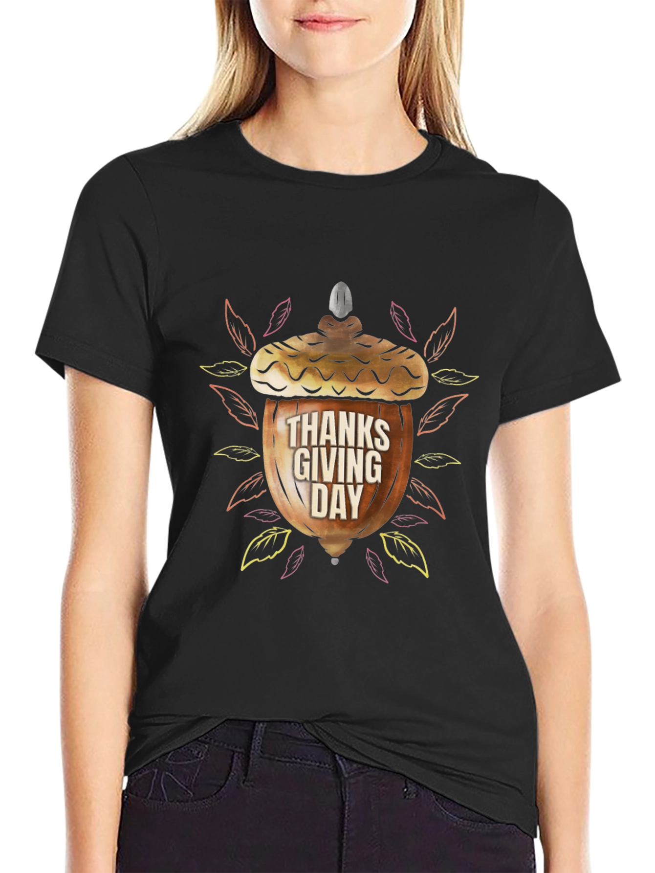 Thanksgiving Acorn Graphic T-Shirt