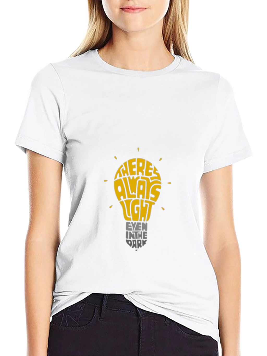 Inspirational Lightbulb Graphic T-Shirt - Always Light