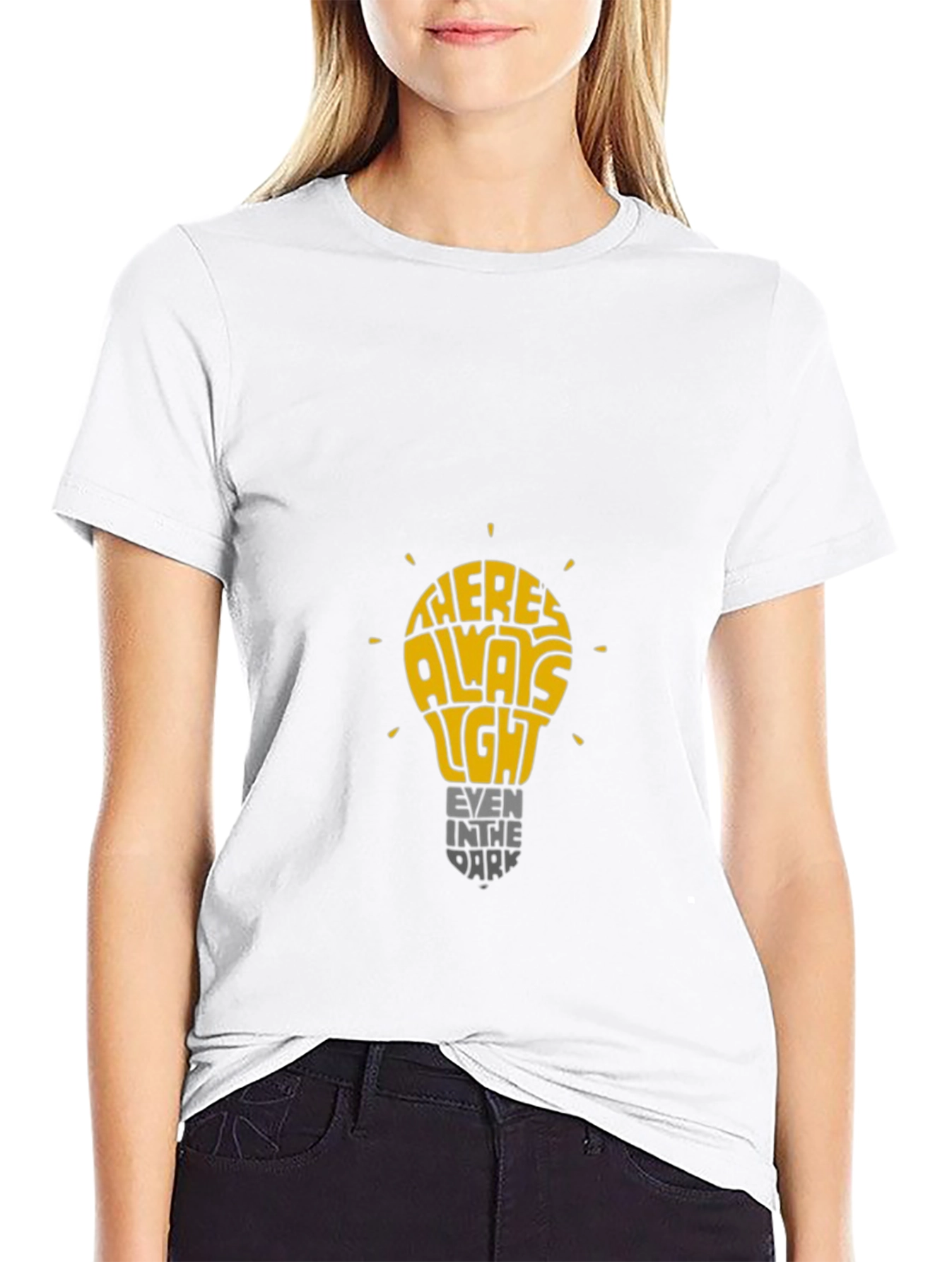 Inspirational Lightbulb Graphic T-Shirt - Always Light