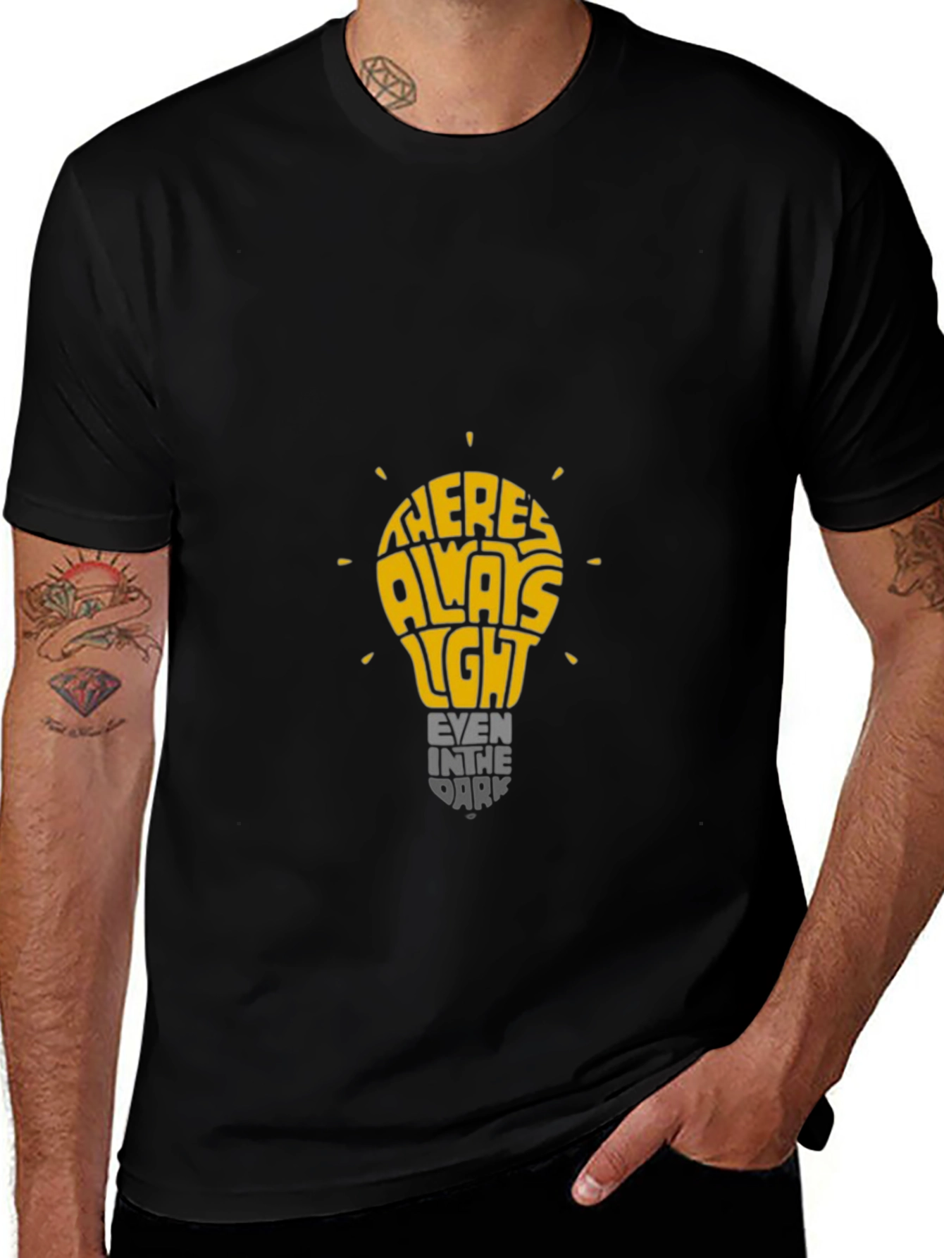 Inspirational Lightbulb Graphic T-Shirt - Always Light