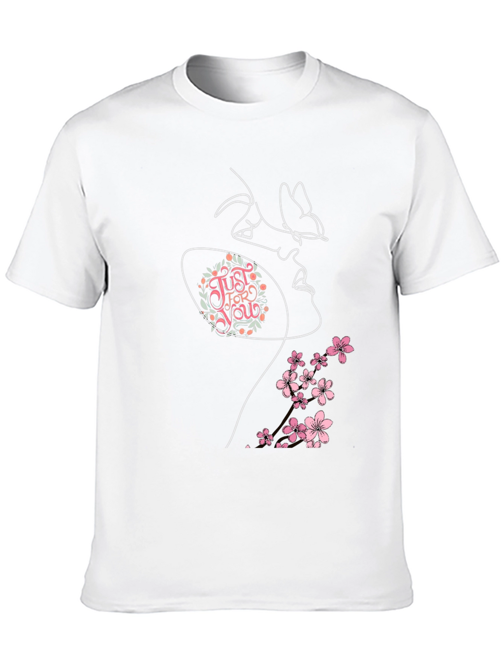 Floral Butterfly Woman Graphic Tee - Black