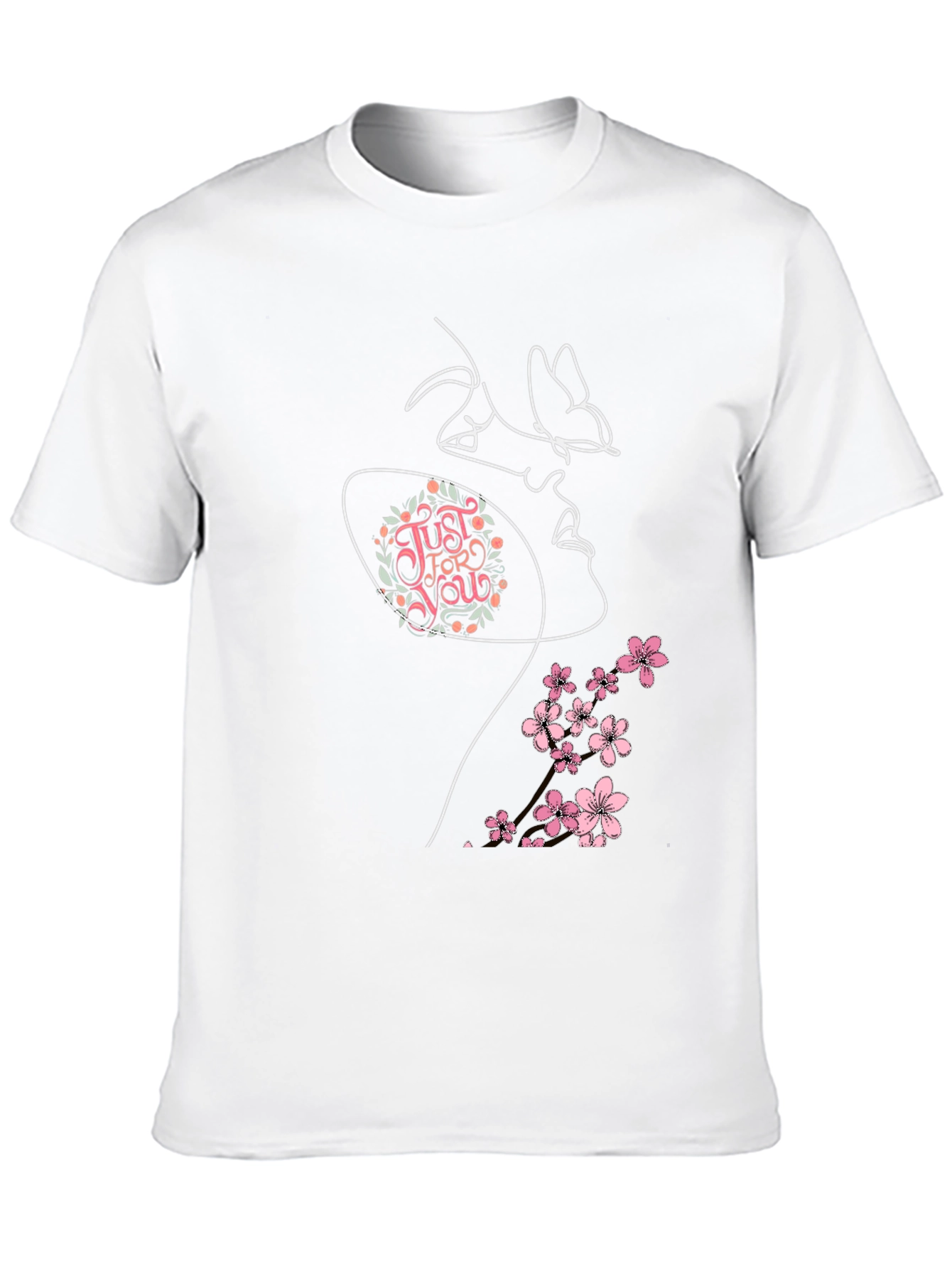 Floral Butterfly Woman Graphic Tee - Black