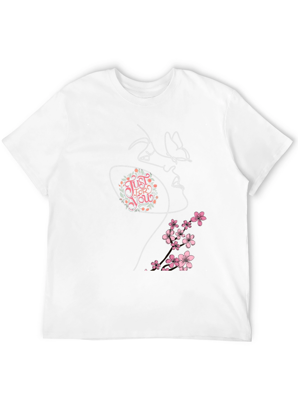 Floral Butterfly Woman Graphic Tee - Black