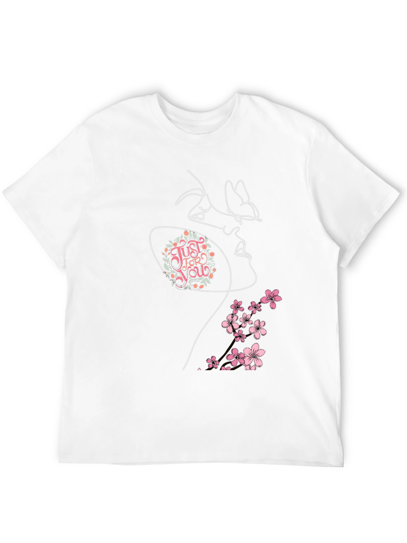 Floral Butterfly Woman Graphic Tee - Black
