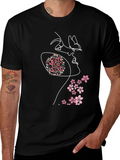 Floral Butterfly Woman Graphic Tee - Black