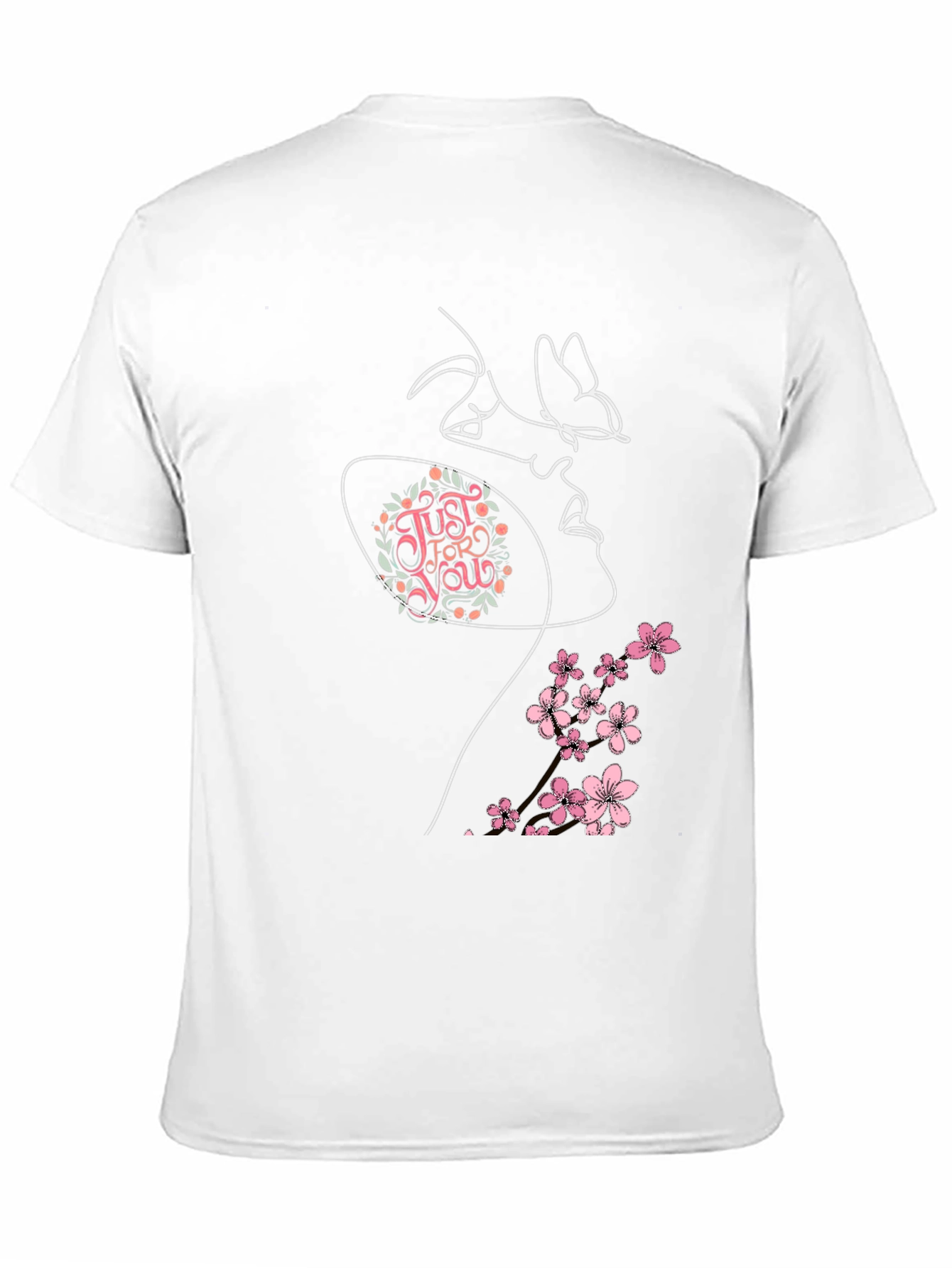 Floral Butterfly Woman Graphic Tee - Black