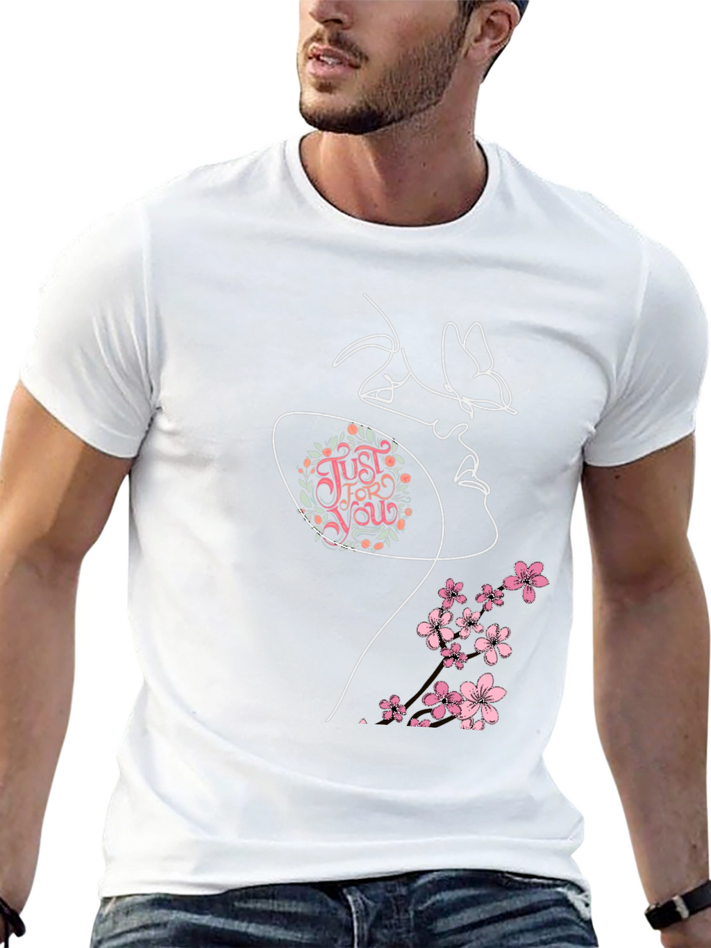 Floral Butterfly Woman Graphic Tee - Black