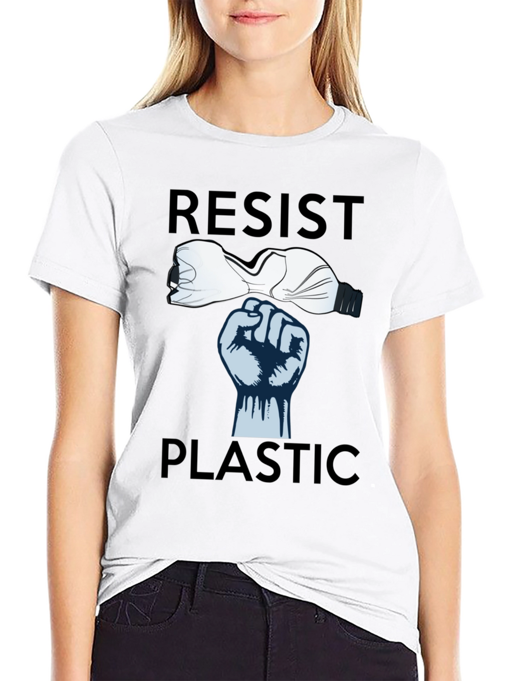 Resist Plastic Graphic Tee - Eco-Friendly Statement