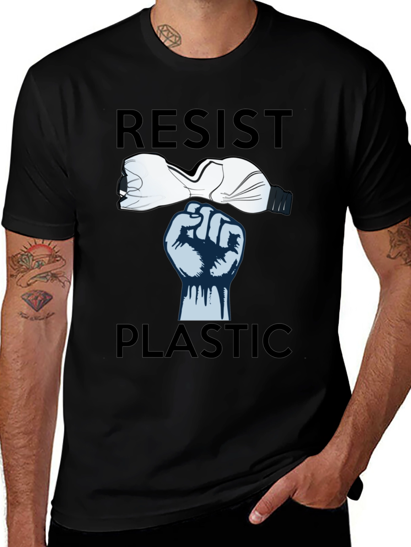 Resist Plastic Graphic Tee - Eco-Friendly Statement