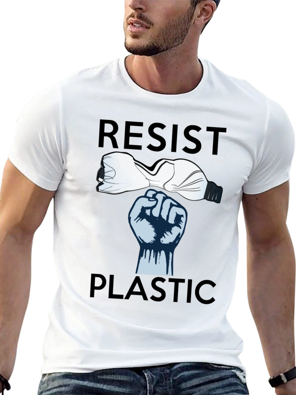 Resist Plastic Graphic Tee - Eco-Friendly Statement