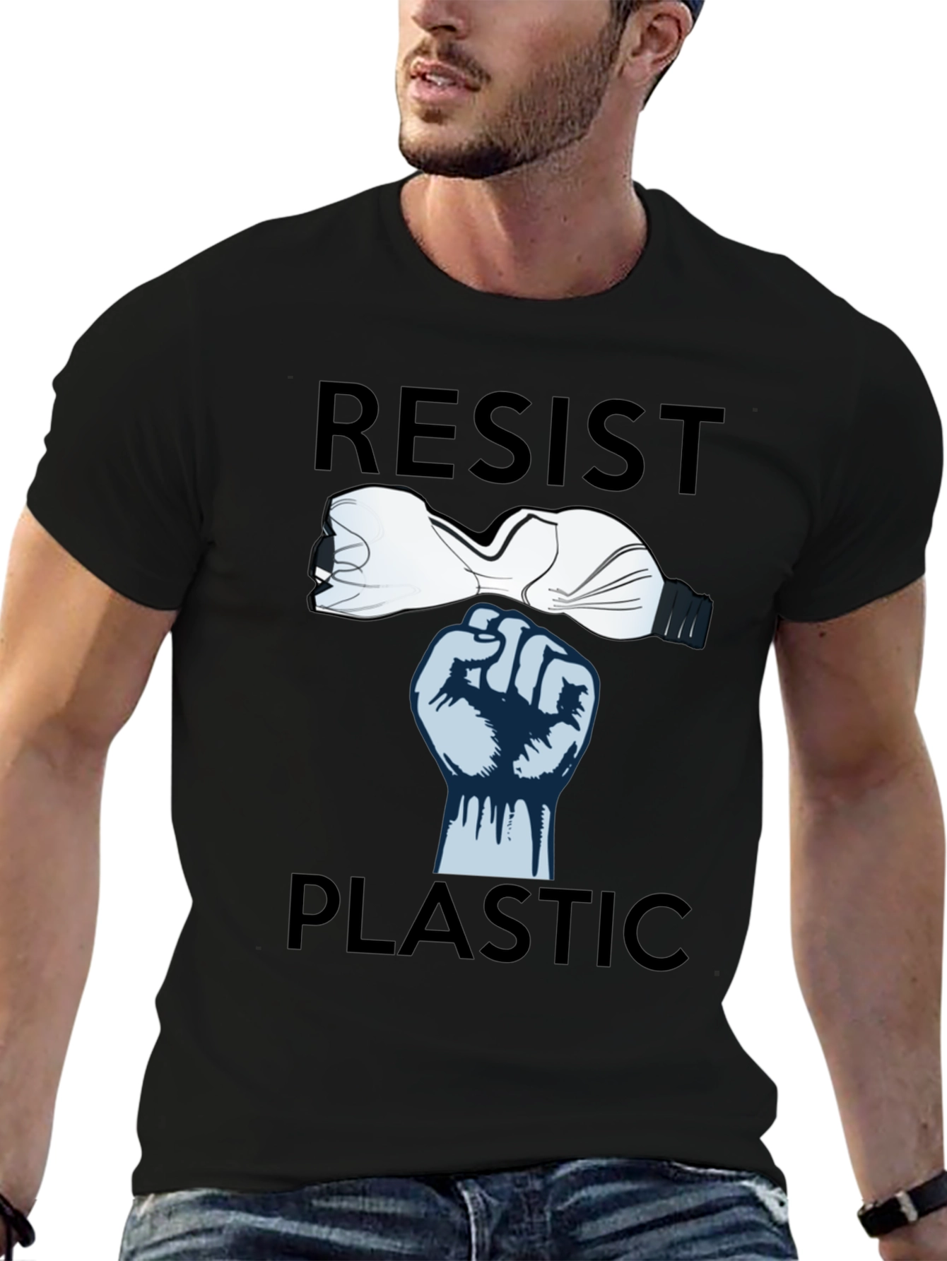 Resist Plastic Graphic Tee - Eco-Friendly Statement