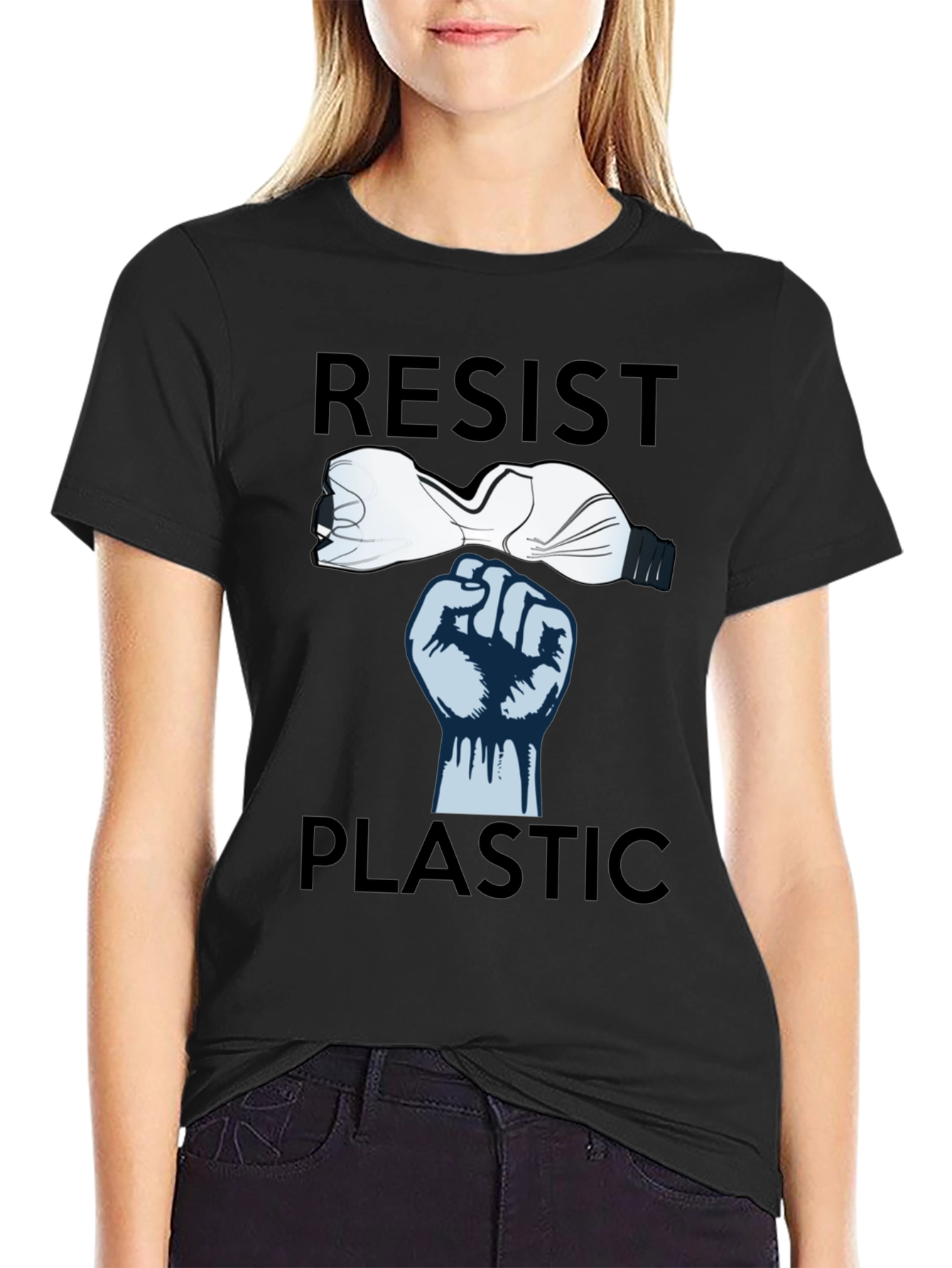 Resist Plastic Graphic Tee - Eco-Friendly Statement