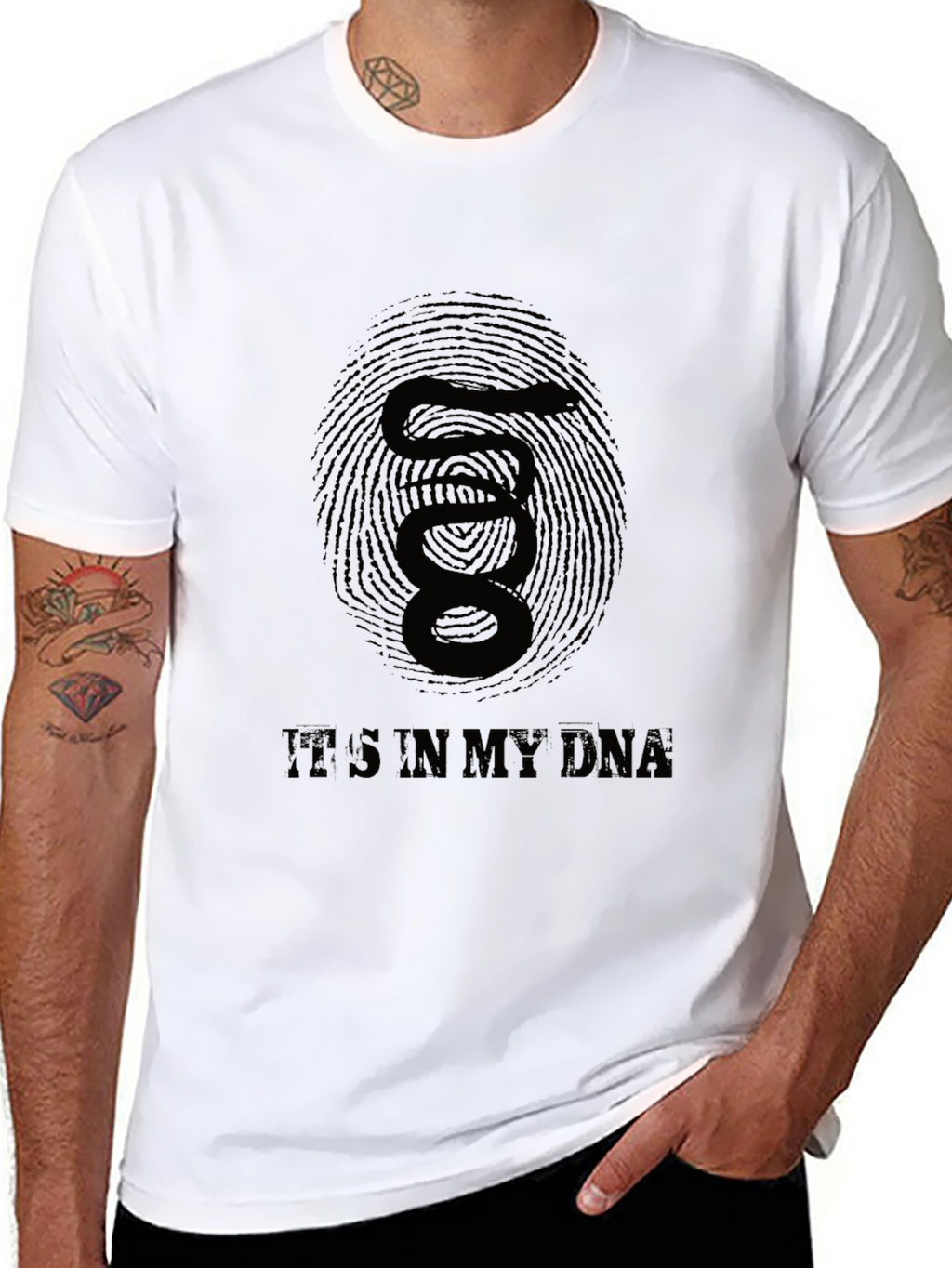 DNA Snake Graphic Tee - Black Cotton Casual