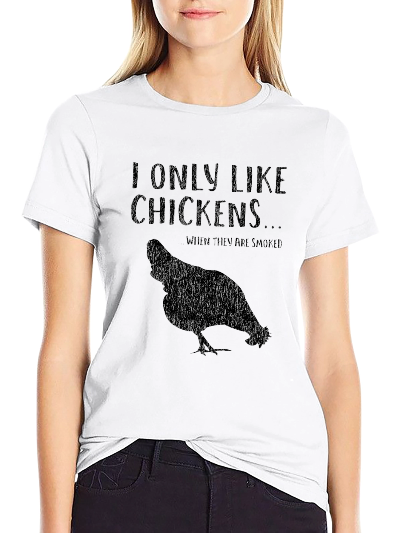 I Only Like Chickens Smoked Black T-Shirt