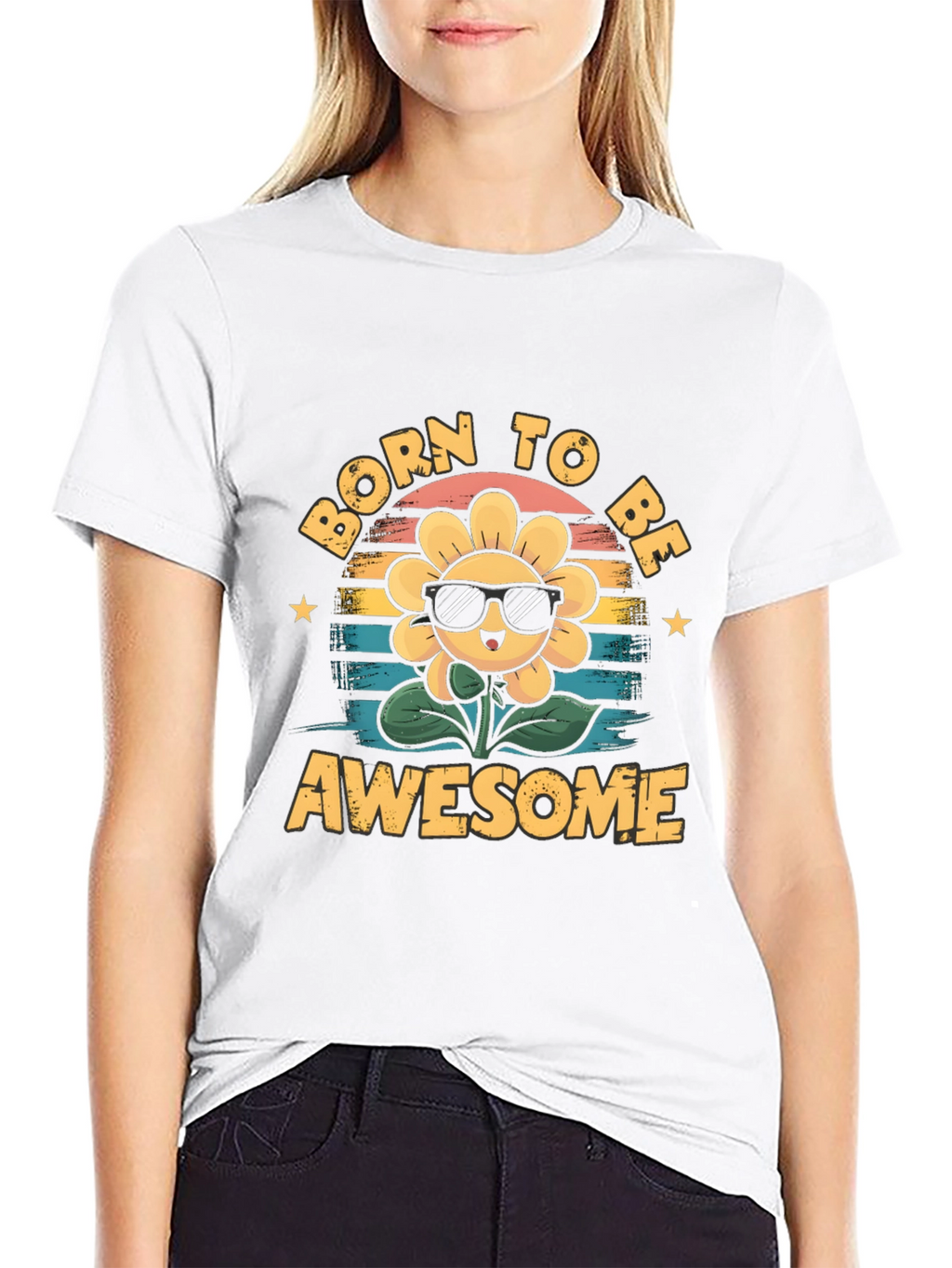 Born To Be Awesome Sunflower Graphic Tee