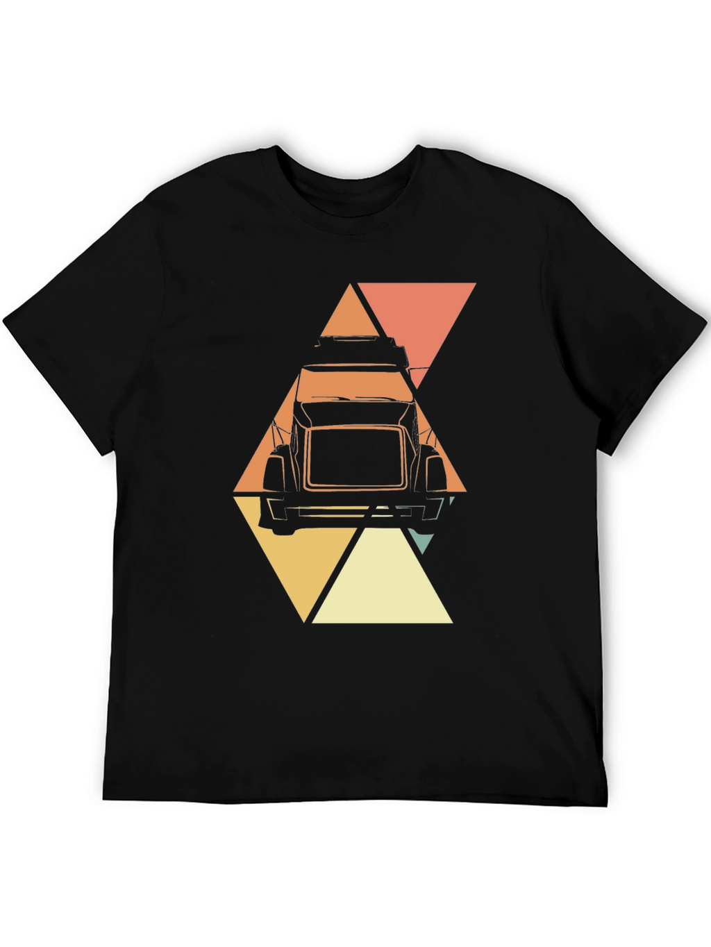 Retro Trucker T-Shirt - Geometric Design